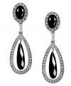 Exude confidence in this dark drop earrings from Charter Club. With a teardrop design, they're embellished with clear glass stones. A jet epoxy stone hangs at the center. Crafted in imitation rhodium tone mixed metal. Approximate drop: 1-3/4 inches.