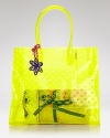 Perfect for a spontaneous beach or day trip, this colorful and cute tote from Juicy Couture has enough room to hold all your summer essentials. Carry this blazing bag to make a splash in the sand or surf.