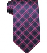 Bright isn't just for night. Go bold at the desk with this plaid tie from Geoffrey Beene.