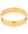 Simply elegant. Betsey Johnson's bangle bracelet is crafted from gold-tone mixed metal with heart details and metal beads for a subtle, yet bold, statement. Approximate diameter: 2-1/2 inches.