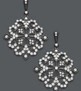 Gothic glam. Deco by Effy Collection's intriguing earrings features an intricate cut-out pattern, sparkling round-cut diamonds (1-5/8 ct. t.w.), and a 14k white gold and black rhodium setting. Approximate drop: 1-1/4 inches.