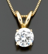 A twinkling round-cut diamond pendant (3/4 ct. t.w.) with an elegant 14k gold bale for standout style. Approximate length: 18 inches. Approximate drop: 1/2 inch.