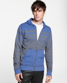 Nail your weekend wardrobe with this striped zip-up hoodie from Bar III.