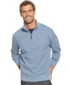 Keep the chill away in style with this striped 1/4-zip sweater from Tasso Elba.