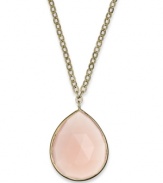 A drop of color brightens any look. This brilliant pear-shaped pendant features pink chalcedony (6-1/2 ct. t.w.) in a 10k gold setting. Approximate length: 18 inches. Approximate drop: 1 inch.