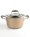 With a unique tapered design and brilliant bronze-hued style, Anolon's hard-anodized stock pot is outfitted for prime performance and beautiful stovetop presence. Along with an exclusive nonstick coating, it creates the perfect environment for cooks of all skill levels. Limited lifetime warranty.