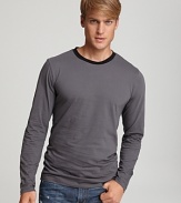 Long sleeve ringer tee with solid, contrast collar. Soft cotton for a nice, comfortable fit.