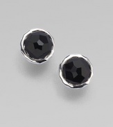 A simply chic style in sleek sterling silver with dark, faceted onyx stones. Sterling silverOnyxSize, about ½Post backImported 