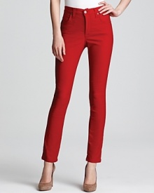 A fiery hue ignites these Karen Kane denim leggings, fashioned in a cropped silhouette for a trend-right style.