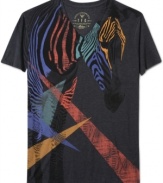 Indie rocks: A V-neck with a multicolor zebra starring in a full-frontal graphic from Triple Fat Goose.