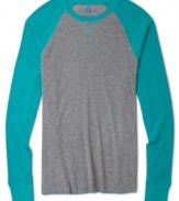 Hitting a home run: American Rag uses color blocking and raglan seams to give this thermal tee its baseball spin.