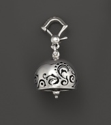 Inspired by Zen philosophy, this intricately detailed, blackened and polished sterling silver meditation bell from Paul Morelli jingles softly.