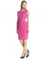 Anne Klein's pink sheath looks fashion-forward with houndstooth touches at the neck and waist. (Clearance)