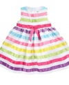 Somewhere over the rainbow. She'll look like she belongs in the movies in this vibrant dress from Rare Editions.