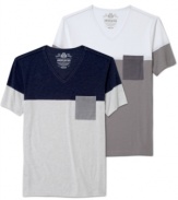 Change up your summer pattern with these colorblocked t-shirts from American Rag.