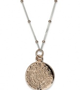 Inspire your look with elements of the far east. Studio Silver's pretty medallion necklace combines an 18k rose gold over sterling silver engraved pendant and beaded accents with a sterling silver chain. Approximate length: 18 inches. Approximate drop: 7/8 inch.