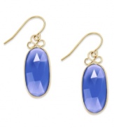 A touch of color livens any look. These stunning 10k gold earrings feature oval-cut blue chalcedony stones (10 ct. t.w.) on french wire. Approximate drop: 1-1/2 inches.