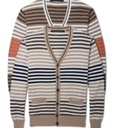 This striped cardigan by Sean John is a little bit collegiate and a whole lot of cool.