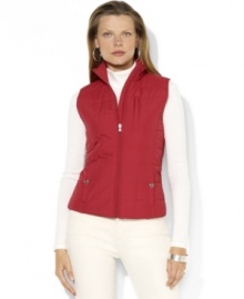 Lauren Ralph Lauren's lightweight vest in quilted microfiber is an essential layering piece, finished with L-RL-engraved metal snaps at the pockets for sporty appeal.