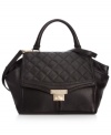 Polished and practical with ladylike charm, this take-anywhere satchele from Calvin Klein is an everyday essential. Sumptuous leather is accented with luxe golden hardware and refined quilted detailing, while the interior is outfitted with plenty of pockets and compartments for all the essentials.