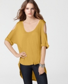 The Leslie top from BCBGMAXAZRIA has an easy fit that pairs well with jeggings and peep-toe booties for date night.