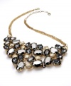 A bold statement necklace. Alfani's offering is crafted from gold-tone mixed metal with a stunning array of cabochons clustered together. Approximate length: 12 inches + 4-inch extender. Approximate drop: 3 inches. Approximate width: 5 inches.