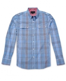 Add this military-inspired shirt from No Retreat to your arsenal of killer plaid for fall.