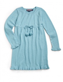 THE LOOKRibbed crewneckButton-down frontLong sleeves with ribbed ruffled cuffsDrawstring waist with pom pomsRibbed ruffled hemTHE MATERIALCottonCARE & ORIGINMachine washImported