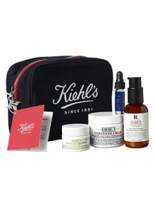 Kiehl's skin care works to strengthen and protect your skin's natural barrier for healthier, younger looking skin. Guaranteed in 28 days. Set includes Ultra Facial Cream (1.7 oz.), Powerful-Strength Line-Reducing Concentrate (1.7 oz.), Creamy Eye Treatment with Avocado (0.5 oz.), Midnight Recovery Concentrate (0.14 oz.), and an exclusive canvas Kiehl's travel bag. 