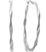 Traditional style with a contemporary twist. Studio Silver combines a polished sterling silver hoop setting with a unique twisted design. Approximate diameter: 2 inches.