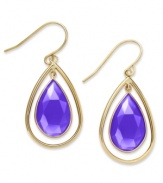 A touch of color livens any look. These stunning 10k gold earrings feature pear-cut blue chalcedony stones (6-1/5 ct. t.w.) on french wire. Approximate drop: 1-1/2 inches.