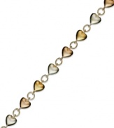 A romantic twist. Giani Bernini's tri-tone heart bracelet combines sterling silver, 24k gold and 24k rose gold over sterling silver. Approximate length: 7-1/4 inches.