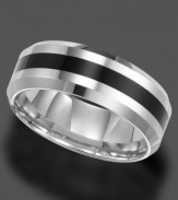 Look hot with simple style. This tungsten carbide ring by Triton features a black resin stripe. The inside is slightly rounded for a comfortable fit. Band measures approximately 8 mm. Sizes 8-15.