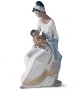 A doting mom gazes into the eyes of her newborn child in this heartwarming collectible, handcrafted in Lladro porcelain. Perfect for a new moms or Mother's Day.