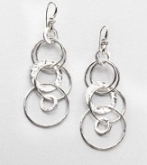 A captivating sterling silver style comprised of flat, hammered links and cylindrical, hammered links in a long, cascade design. Sterling silverDrop, about 2.5Hook backImported 