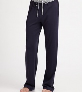 EXCLUSIVELY AT SAKS in Crown Blue. Extremely comfortable cotton knit pant with contrasting stripe trim at the waist.Elastic drawstring waistInseam, about 32CottonMachine washImported