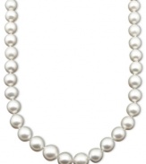 Sweet simplicity. Belle de Mer's polished strand features grade A cultured white South Sea pearls (9-11 mm) with a 14k white gold clasp. Approximate length: 17 inches.