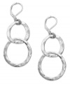 Textured circles bring subtle style to these double drop earrings from Macy's. Crafted in silver tone mixed metal. Approximate drop: 1-3/4 inches.