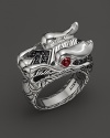 John Hardy Naga Silver Lava Dragon Head Ring