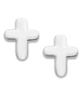 Polish your look while expressing your faith. Giani Bernini's simple and sophisticated stud earrings feature a cross shape in sterling silver. Approximate drop: 1/2 inch.