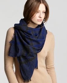 In a boiled wool-cashmere, this cozy scarf from Burberry offers warm style with the brand's signature British cool.