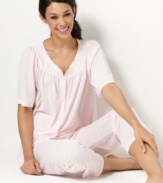 Sweet simplicity. You'll love the delicate embroidery and pin tuck details of these soft pajamas by Miss Elaine.