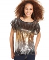 Metallic reign: multi-tonal sequins supply luxe style to a top that makes every day a fiesta! From Almost Famous.