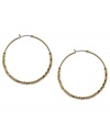 Twice more, with feeling. BCBGeneration's hoop earrings, crafted from gold-tone mixed metal, get stylish geometric accents for a textured feel that's sure to please.