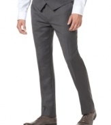 Versatile enough to match all the colors in your workweek wardrobe, this flat front gray pant offers a unique, dynamic style.