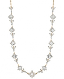 Full bloom beauty. Charter Club's garden-inspired necklace features clear glass accents in floral designs. Set in gold tone mixed metal. Approximate length: 15 inches + 2-inch extender.