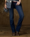 Sleek bootcut jeans from Denim & Supply Ralph Lauren with a mid-rise waist feature a hint of stretch, hand-sanded whiskers and lightly worn details for chic vintage appeal. (Clearance)