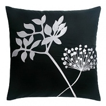 Large botanical silhouettes embroidered on a ground of black cotton sateen creates a striking pillow to accessorize with the Anis collection. Down insert included.