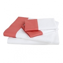 Sweet dreams just got sweeter. Rest easily upon these elegant white cotton sateen cases with hemstitch detail. Stitched hem pleat with a color band of rose.