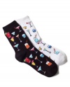 It's always happy hour somewhere! Funky trouser socks by Hot Sox feature colorful tropical mixed drinks.